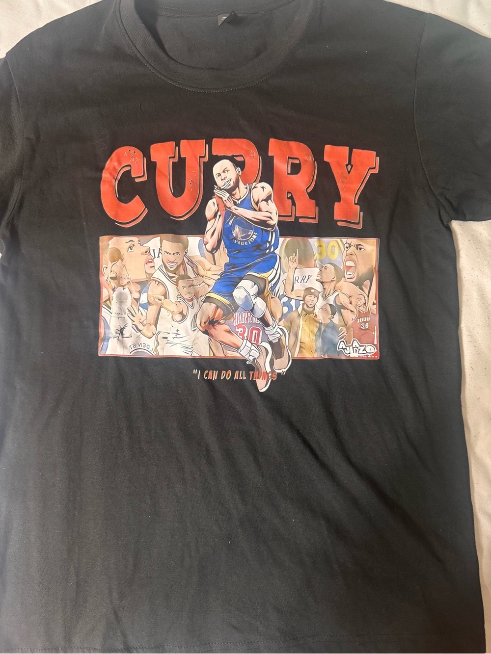 Black 'Curry' Graphic Men’s Tshirt  - Bold Red Lettering size Small